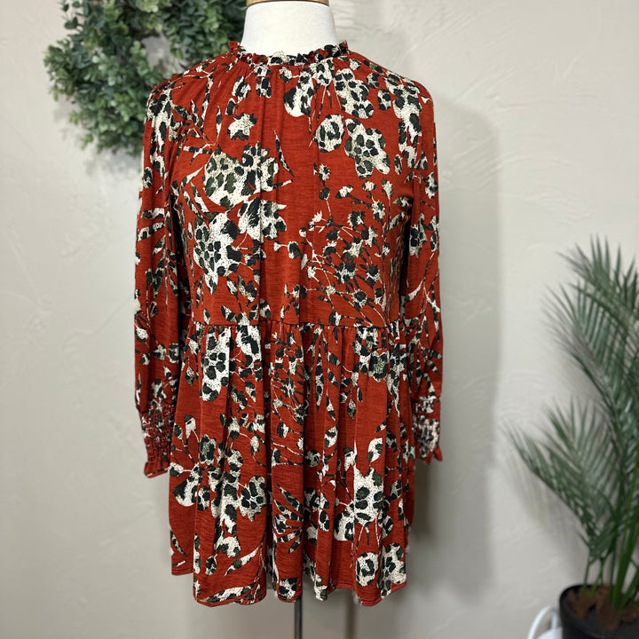 Liza Lou’s Rust Animal Print Tunic Top