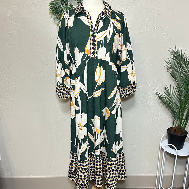 Umgee Hunter Green Mix Dress