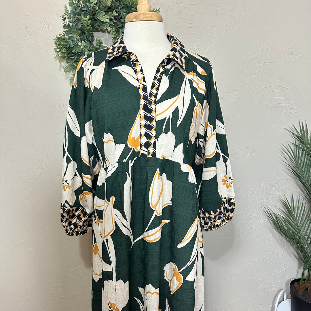 Umgee Hunter Green Mix Dress