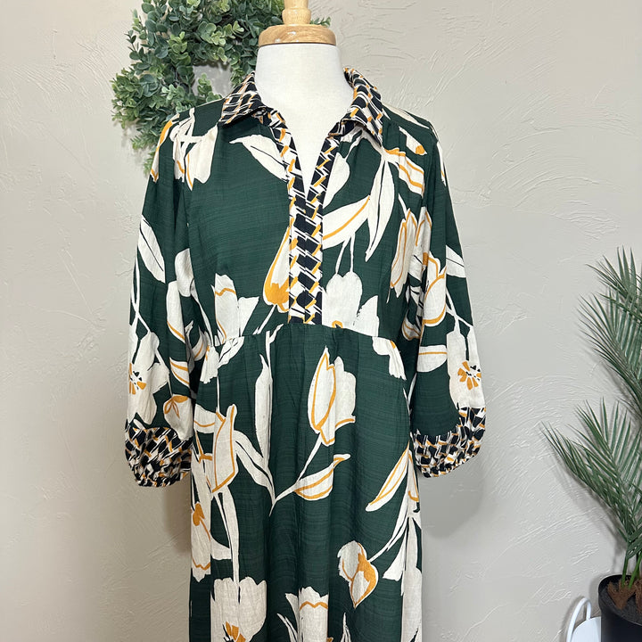 Umgee Hunter Green Mix Dress