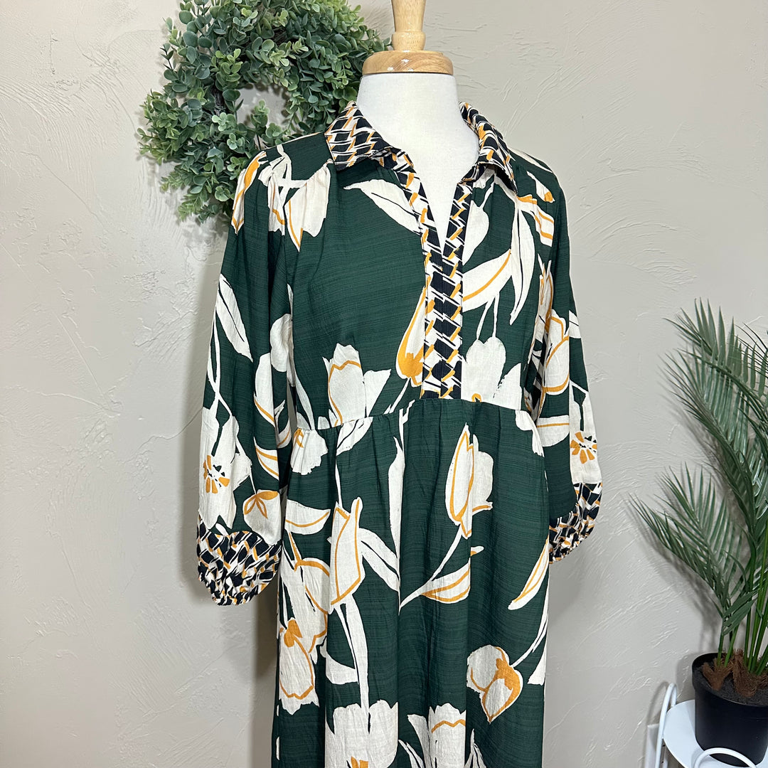 Umgee Hunter Green Mix Dress