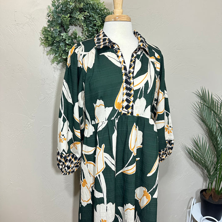 Umgee Hunter Green Mix Dress