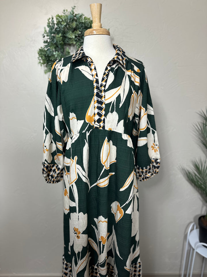 Umgee Hunter Green Mix Dress