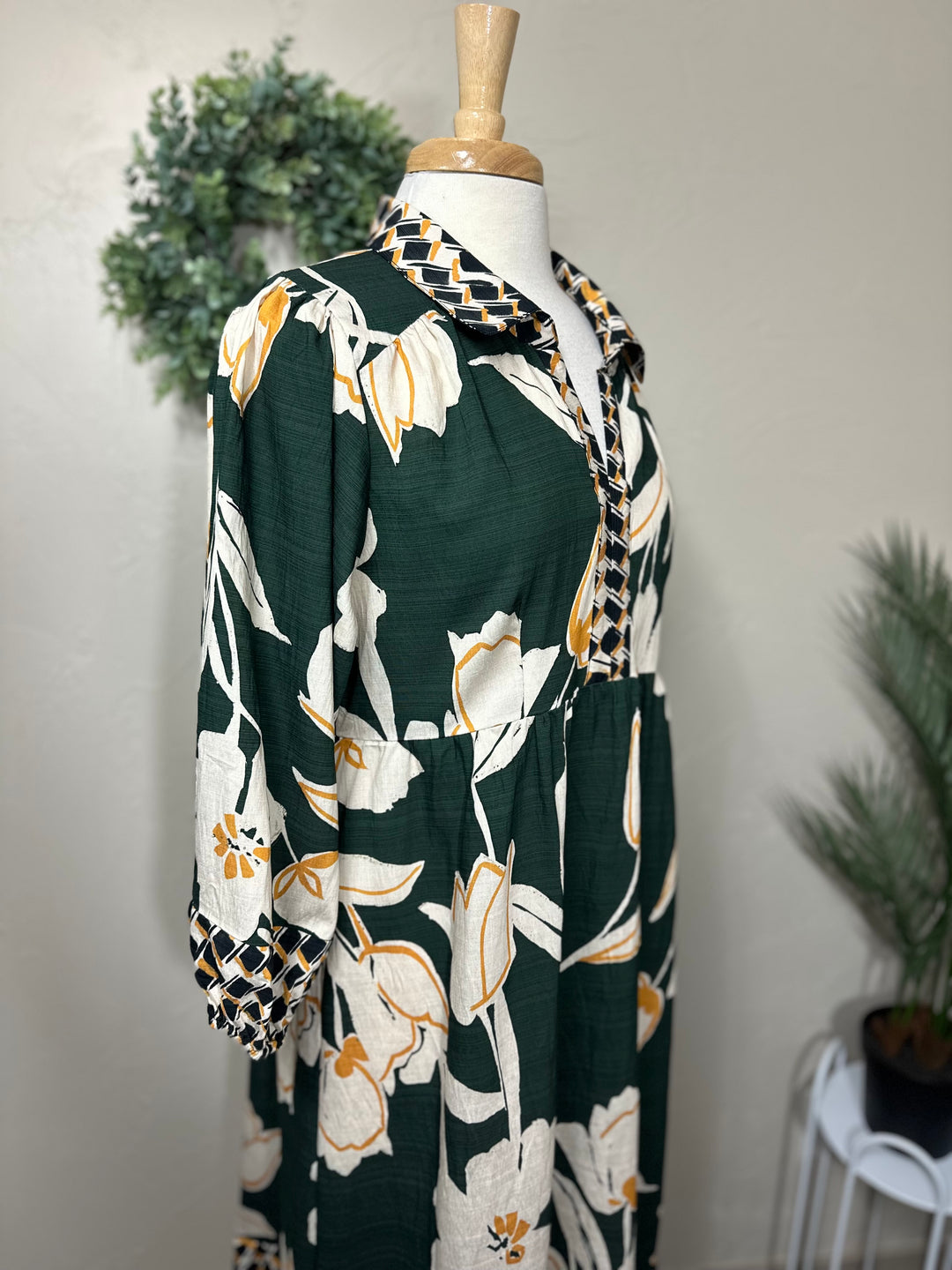 Umgee Hunter Green Mix Dress