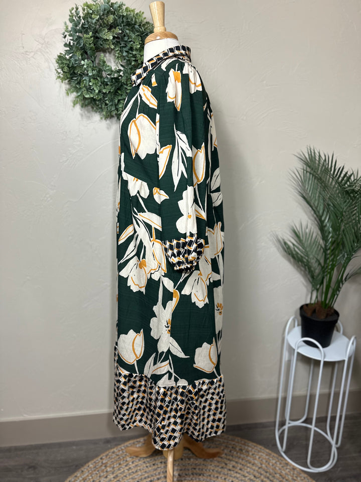 Umgee Hunter Green Mix Dress