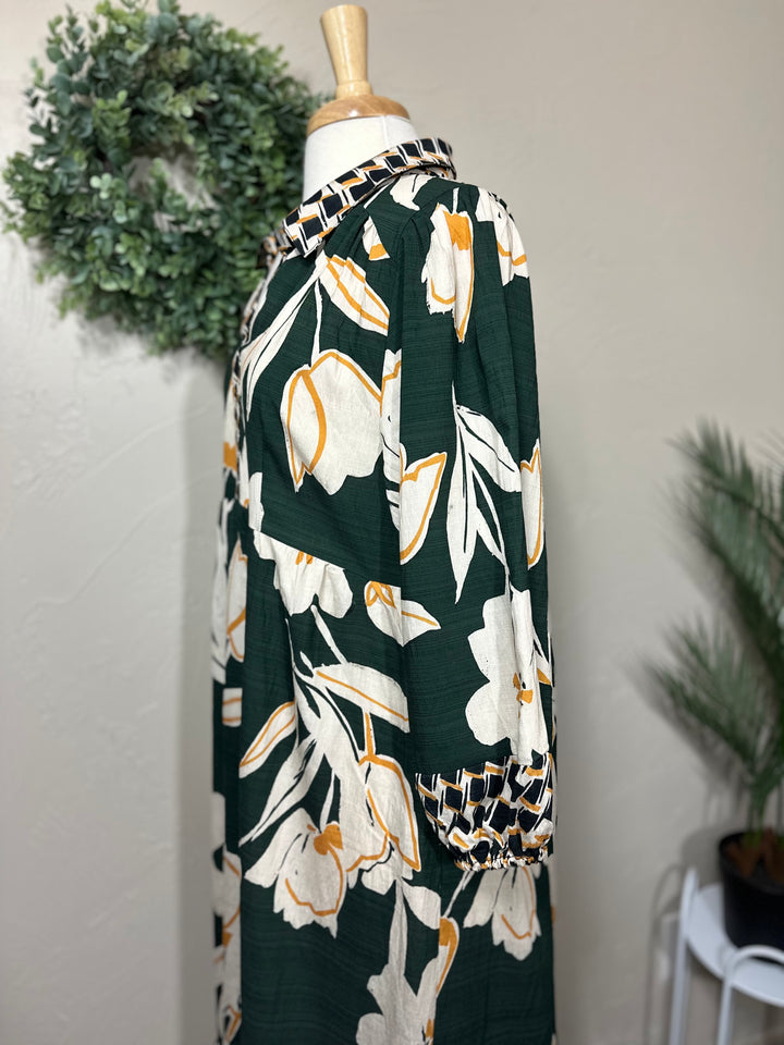 Umgee Hunter Green Mix Dress
