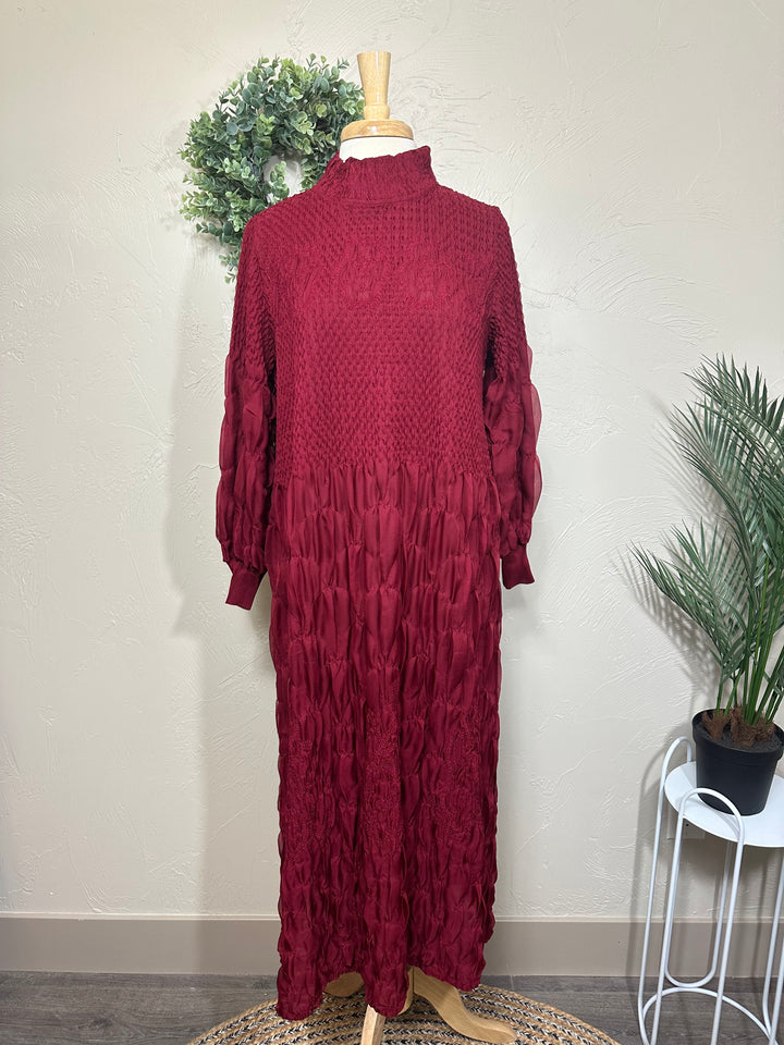 Liza Lou's Fancy Cranberry Modest Dress