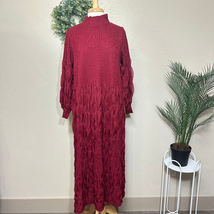 Liza Lou's Fancy Cranberry Modest Dress