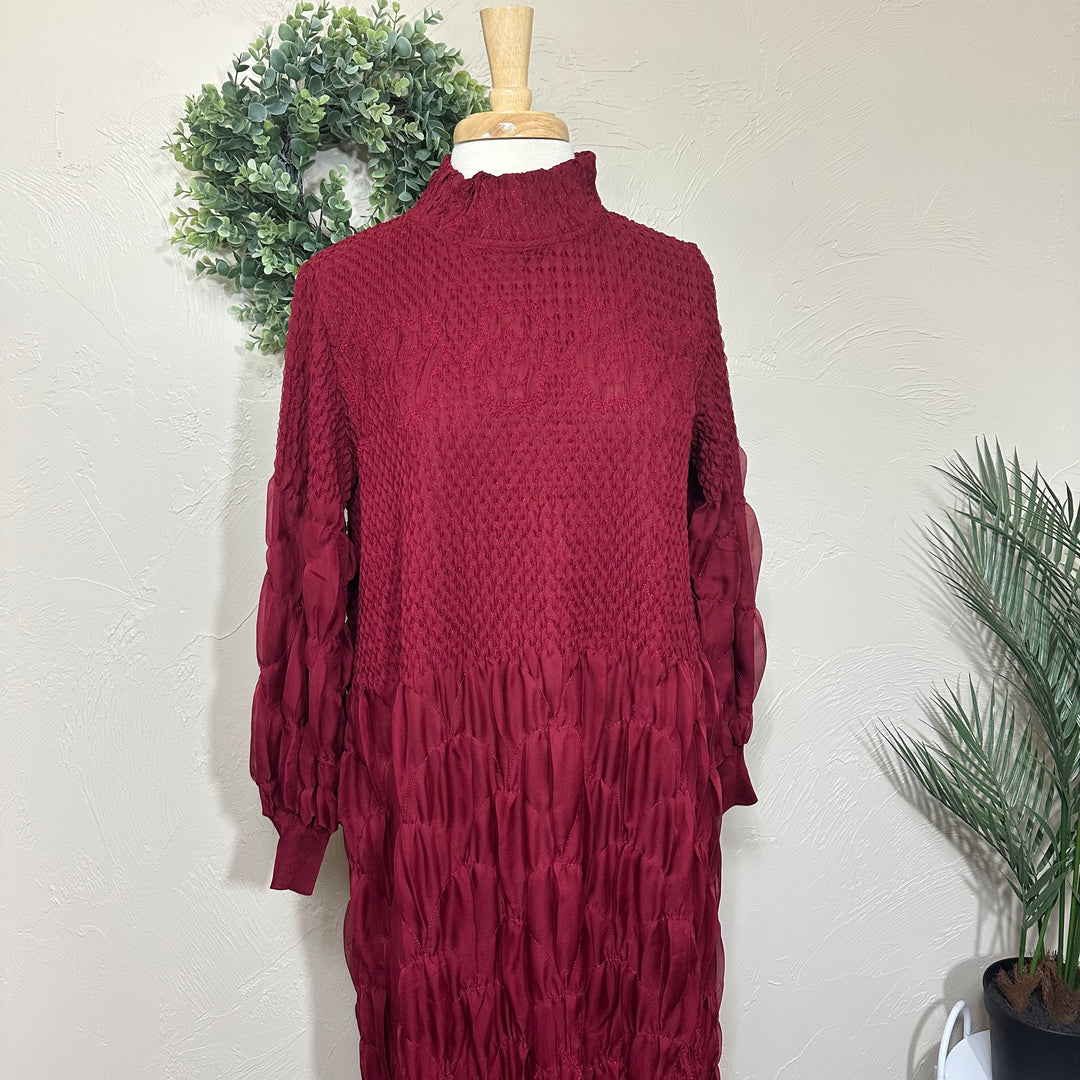 Liza Lou's Fancy Cranberry Modest Dress