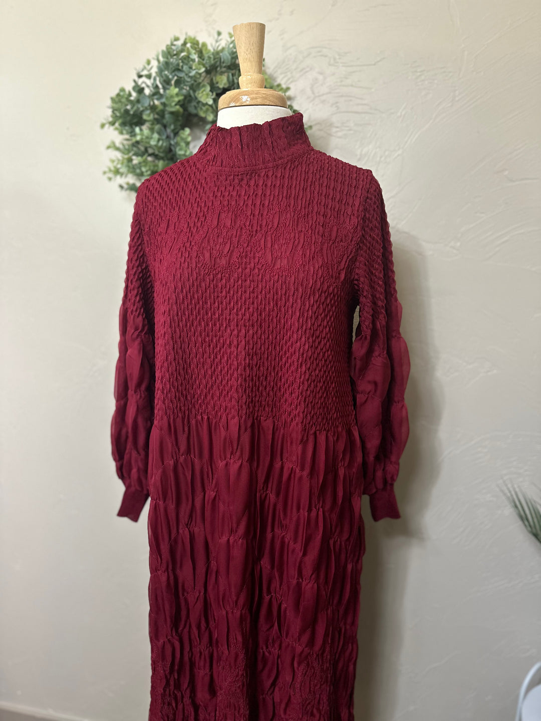 Liza Lou's Fancy Cranberry Modest Dress