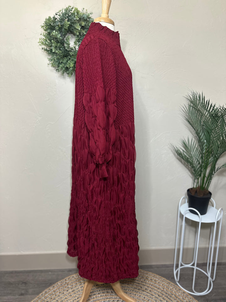 Liza Lou's Fancy Cranberry Modest Dress