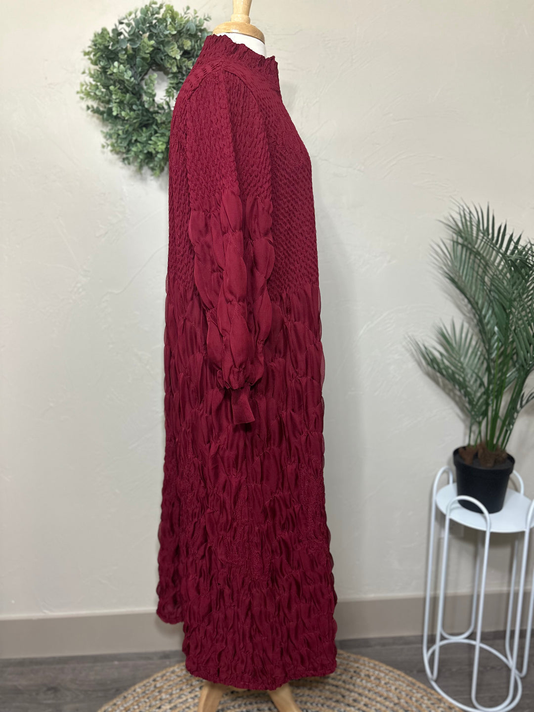 Liza Lou's Fancy Cranberry Modest Dress