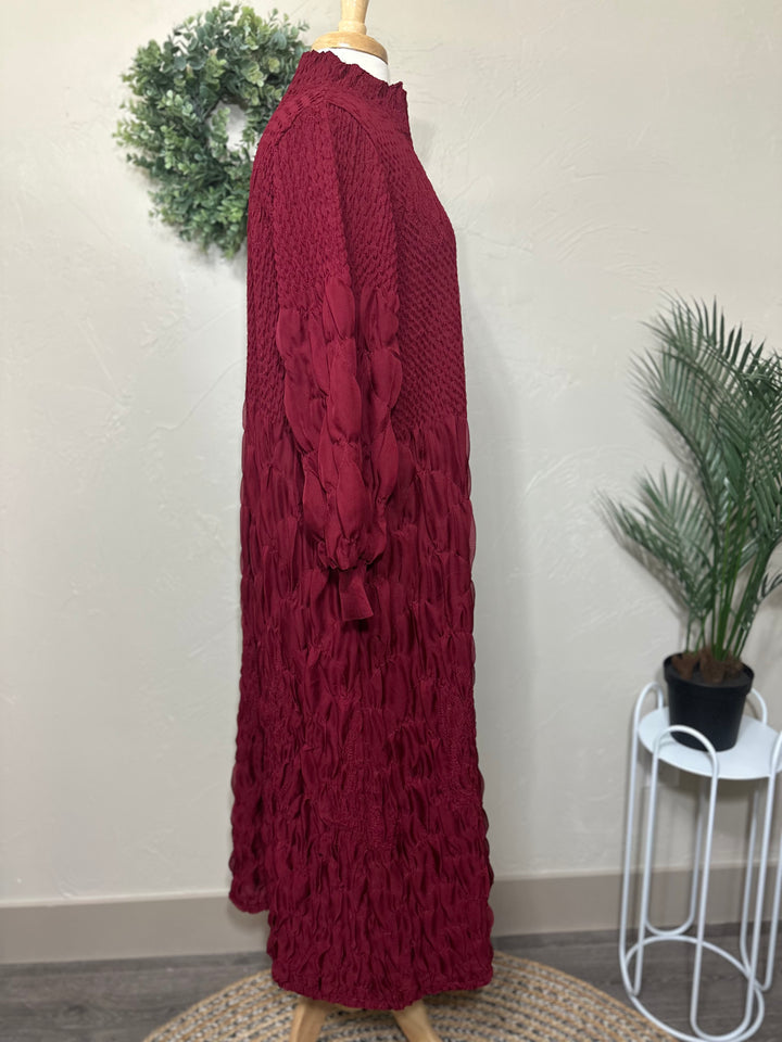 Liza Lou's Fancy Cranberry Modest Dress