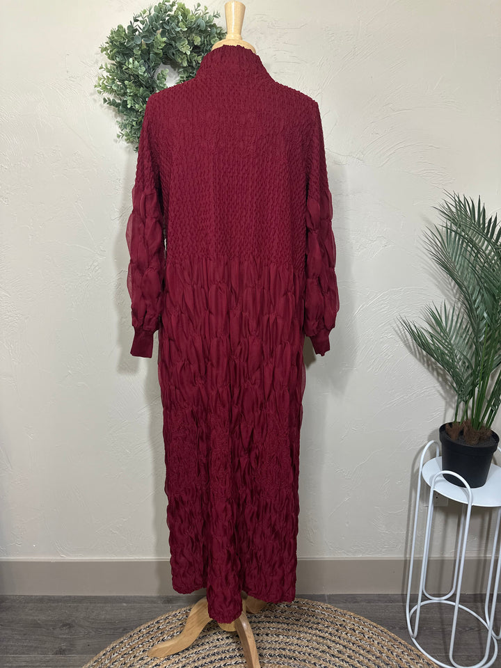 Liza Lou's Fancy Cranberry Modest Dress
