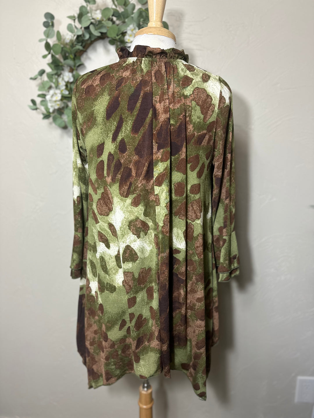 Liza Lou's Green Brown Colorful Asymmetrical Tunic Top