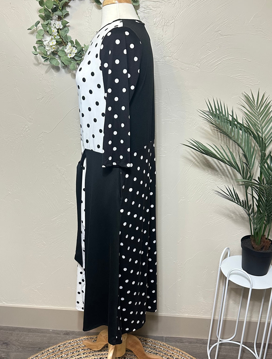 Liza Lou’s Black Polka Dot Contrast Dress