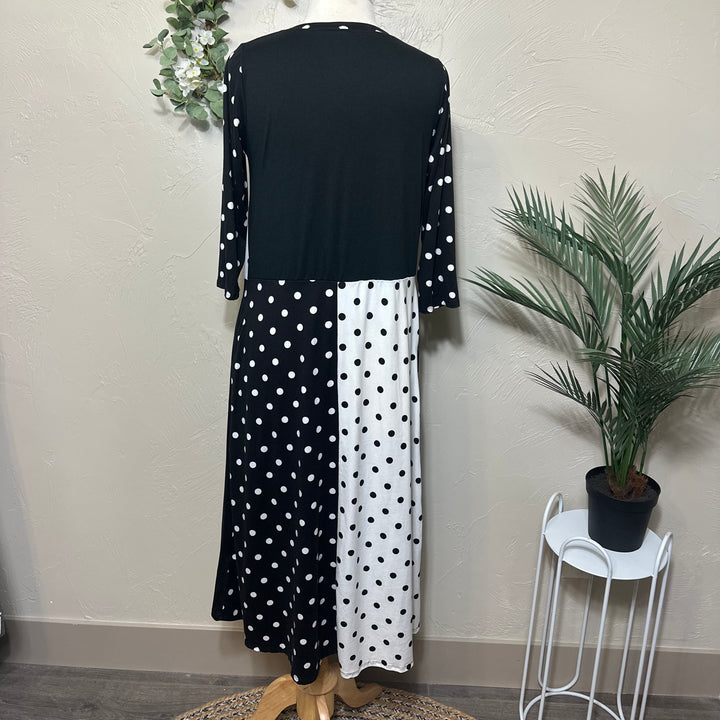 Liza Lou’s Black Polka Dot Contrast Dress