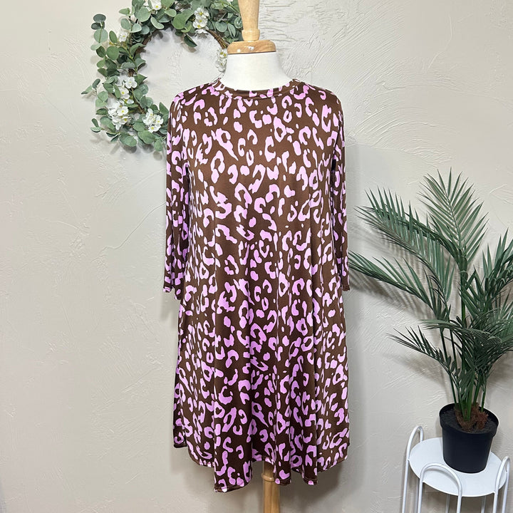 Liza Lou’s Brown & Pink Animal Print Tunic Top
