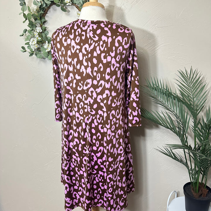 Liza Lou’s Brown & Pink Animal Print Tunic Top