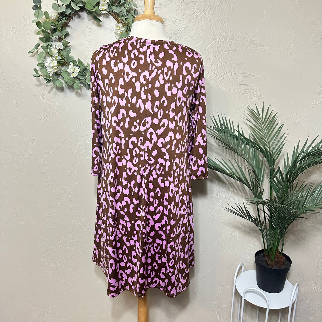 Liza Lou’s Brown & Pink Animal Print Tunic Top