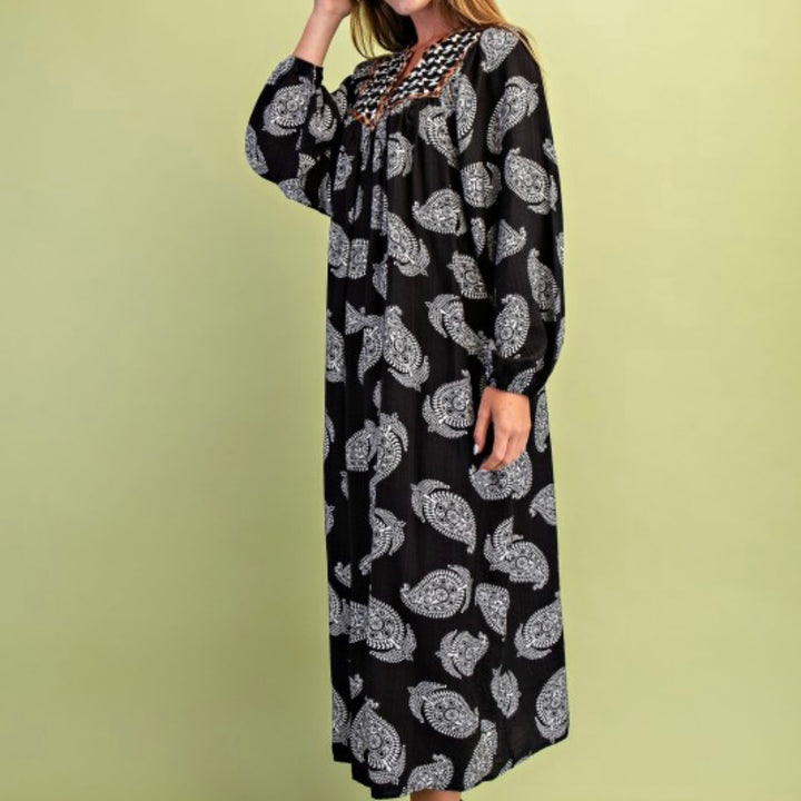 Liza Lou’s Black Paisley with Contrast Collar Dress