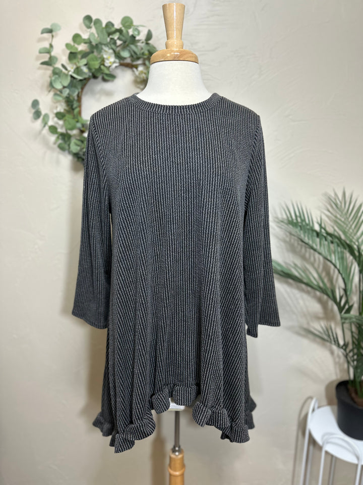 Liza Lou's Ribbed Textured Black/Gray, Burgundy/Wine, Hunter Green Modest Tunic Top