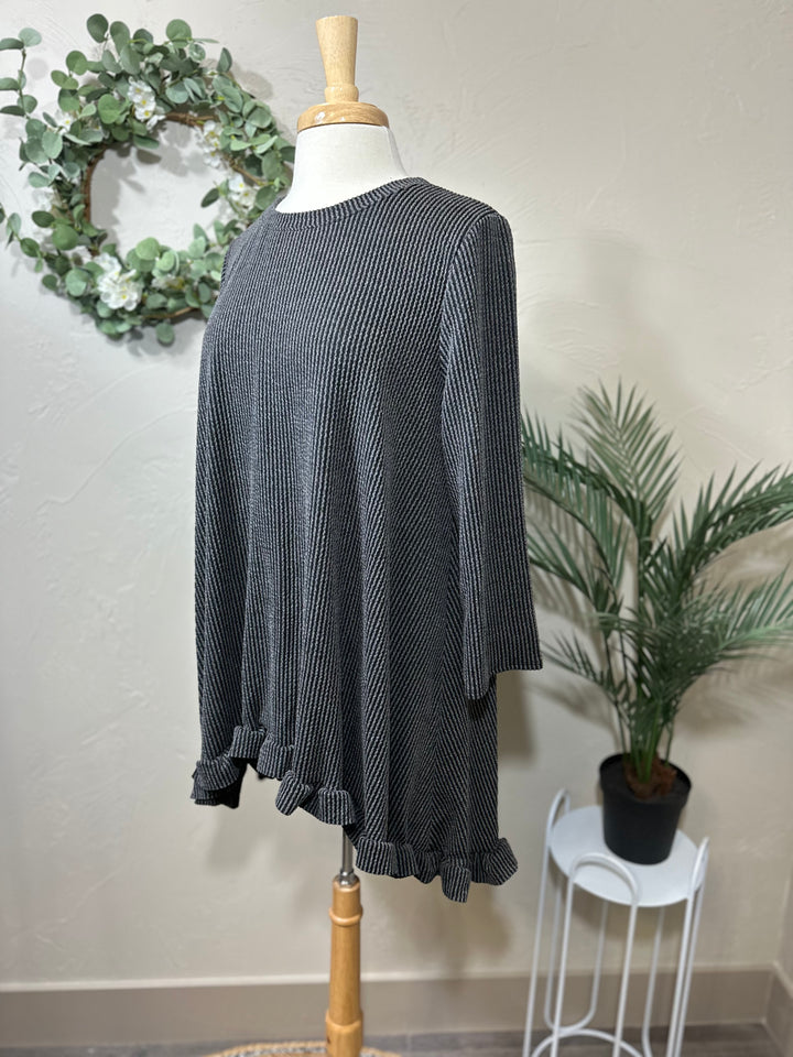 Liza Lou's Ribbed Textured Black/Gray, Burgundy/Wine, Hunter Green Modest Tunic Top