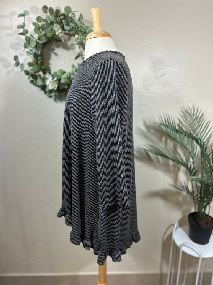 Liza Lou's Ribbed Textured Black/Gray, Burgundy/Wine, Hunter Green Modest Tunic Top