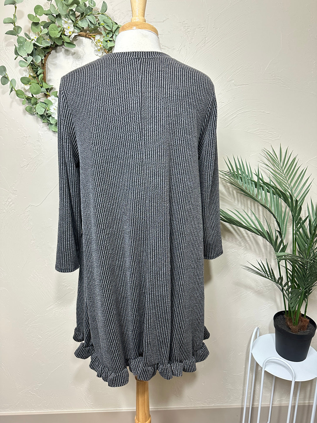 Liza Lou's Ribbed Textured Black/Gray, Burgundy/Wine, Hunter Green Modest Tunic Top