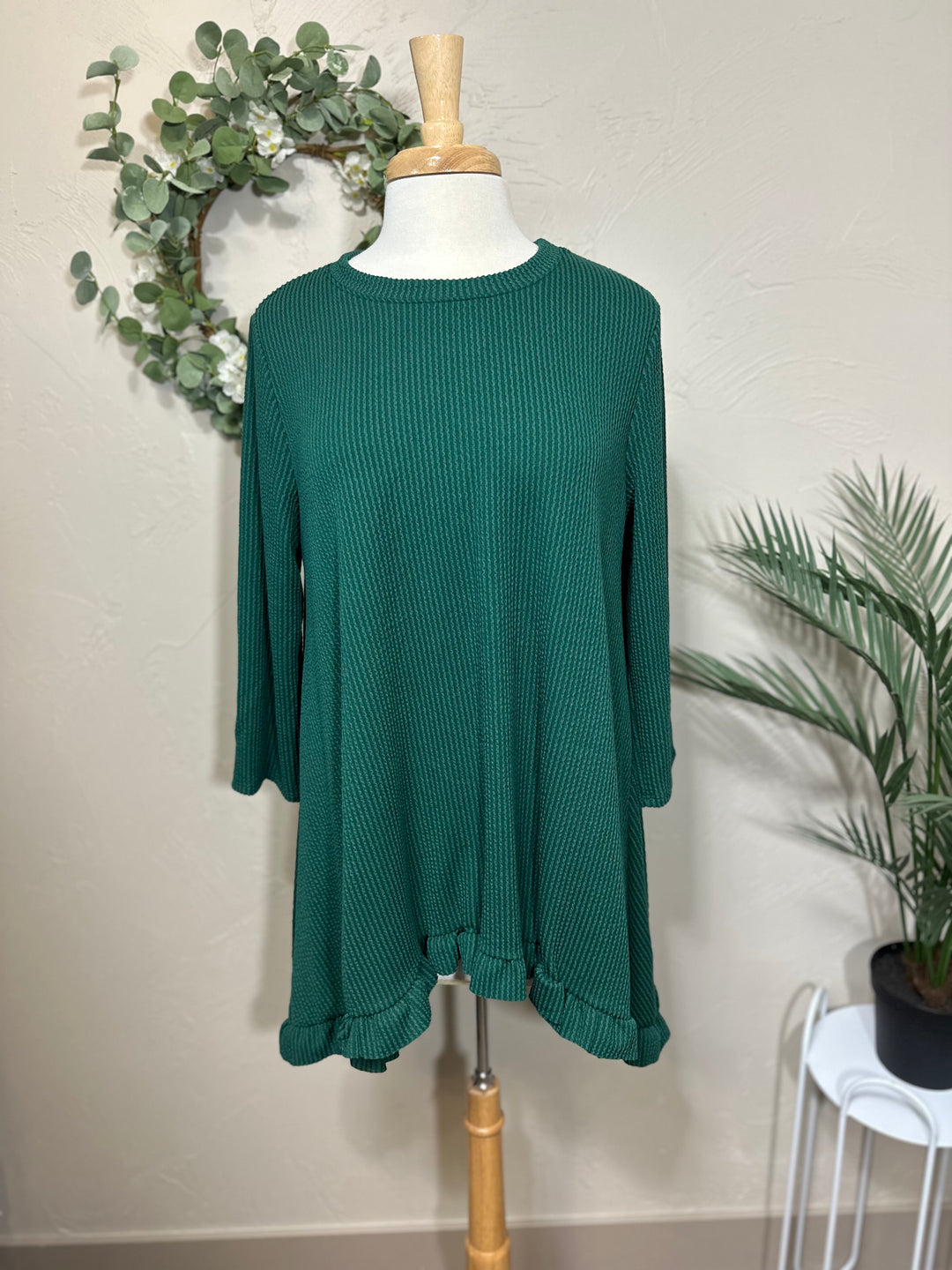 Liza Lou's Ribbed Textured Black/Gray, Burgundy/Wine, Hunter Green Modest Tunic Top