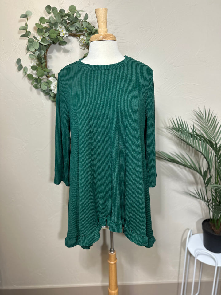 Liza Lou's Ribbed Textured Black/Gray, Burgundy/Wine, Hunter Green Modest Tunic Top