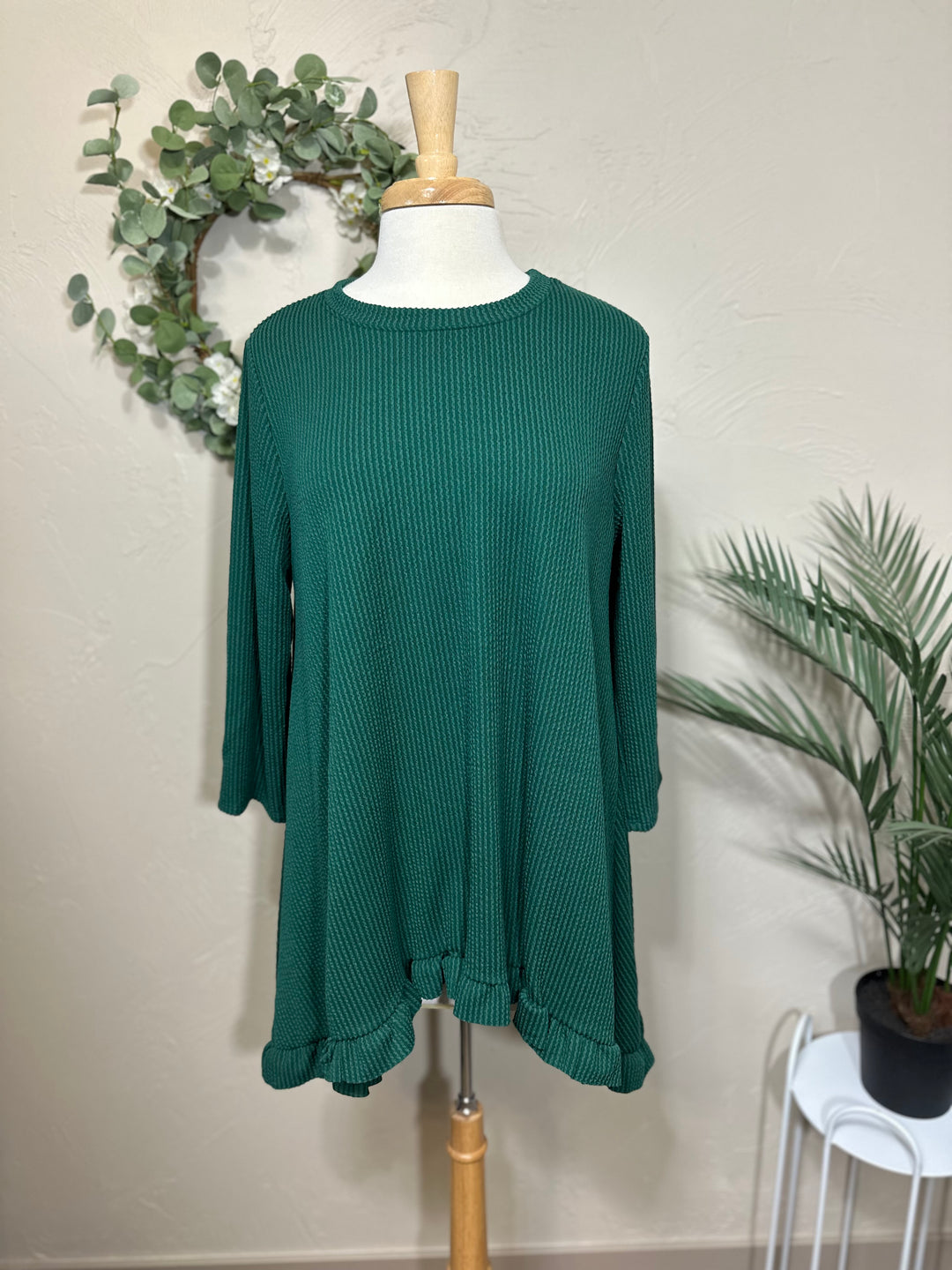 Liza Lou's Ribbed Textured Black/Gray, Burgundy/Wine, Hunter Green Modest Tunic Top