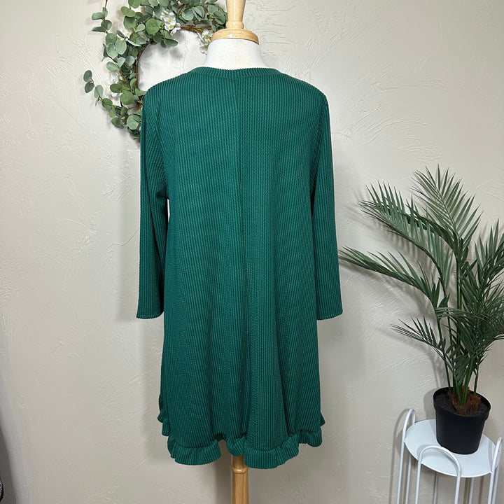 Liza Lou's Ribbed Textured Black/Gray, Burgundy/Wine, Hunter Green Modest Tunic Top