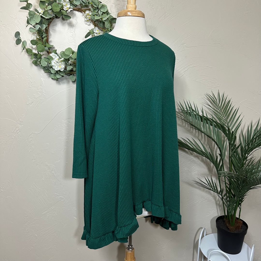 Liza Lou's Ribbed Textured Black/Gray, Burgundy/Wine, Hunter Green Modest Tunic Top