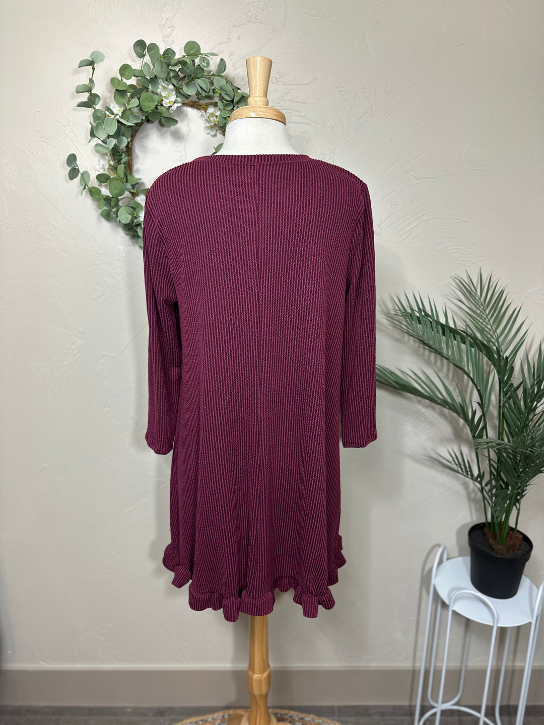 Liza Lou's Ribbed Textured Black/Gray, Burgundy/Wine, Hunter Green Modest Tunic Top