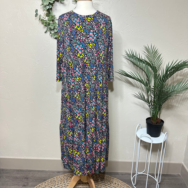 Liza Lou's Vienna Modest Colorful Floral Tiered Modest Dress