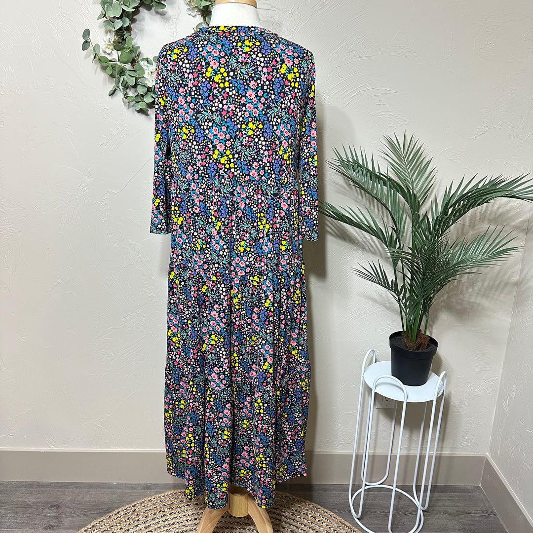 Liza Lou's Vienna Modest Colorful Floral Tiered Modest Dress