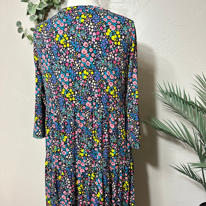 Liza Lou's Vienna Modest Colorful Floral Tiered Modest Dress