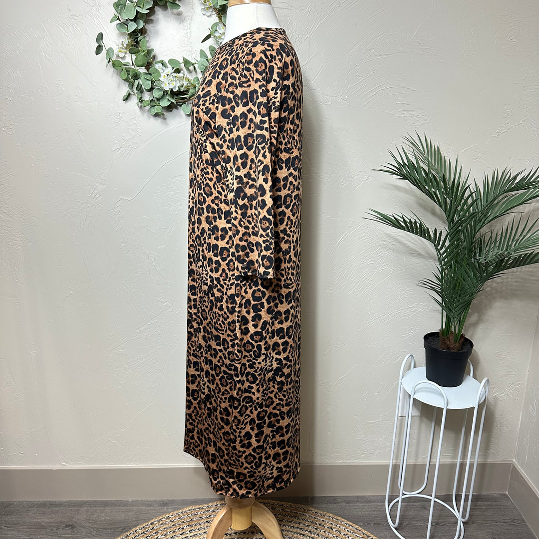 Liza Lous Animal Print Modest Layering Dress L Liza Lous Animal Print Modest Layering Dress L