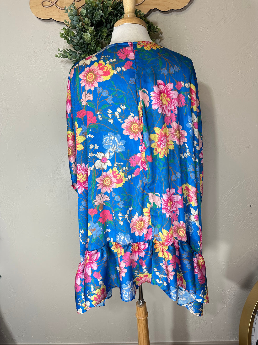 Liza Lou’s Umgee Cobalt Blue Floral Open Kimono Cardigan