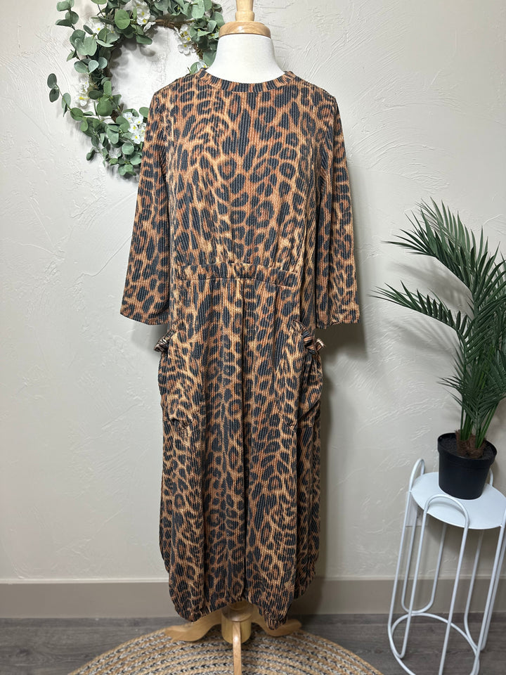 Liza Lou’s Jenna Ribbed Animal Print Dress