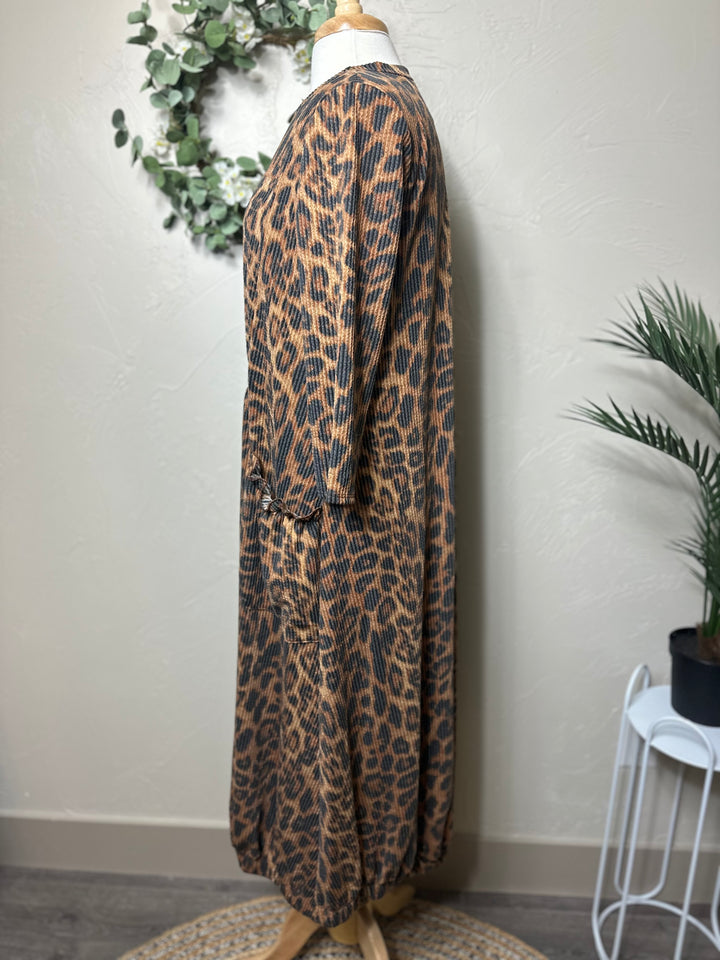 Liza Lou’s Jenna Ribbed Animal Print Dress