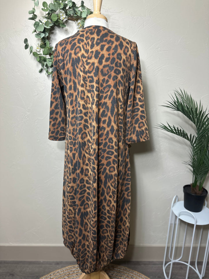 Liza Lou’s Jenna Ribbed Animal Print Dress