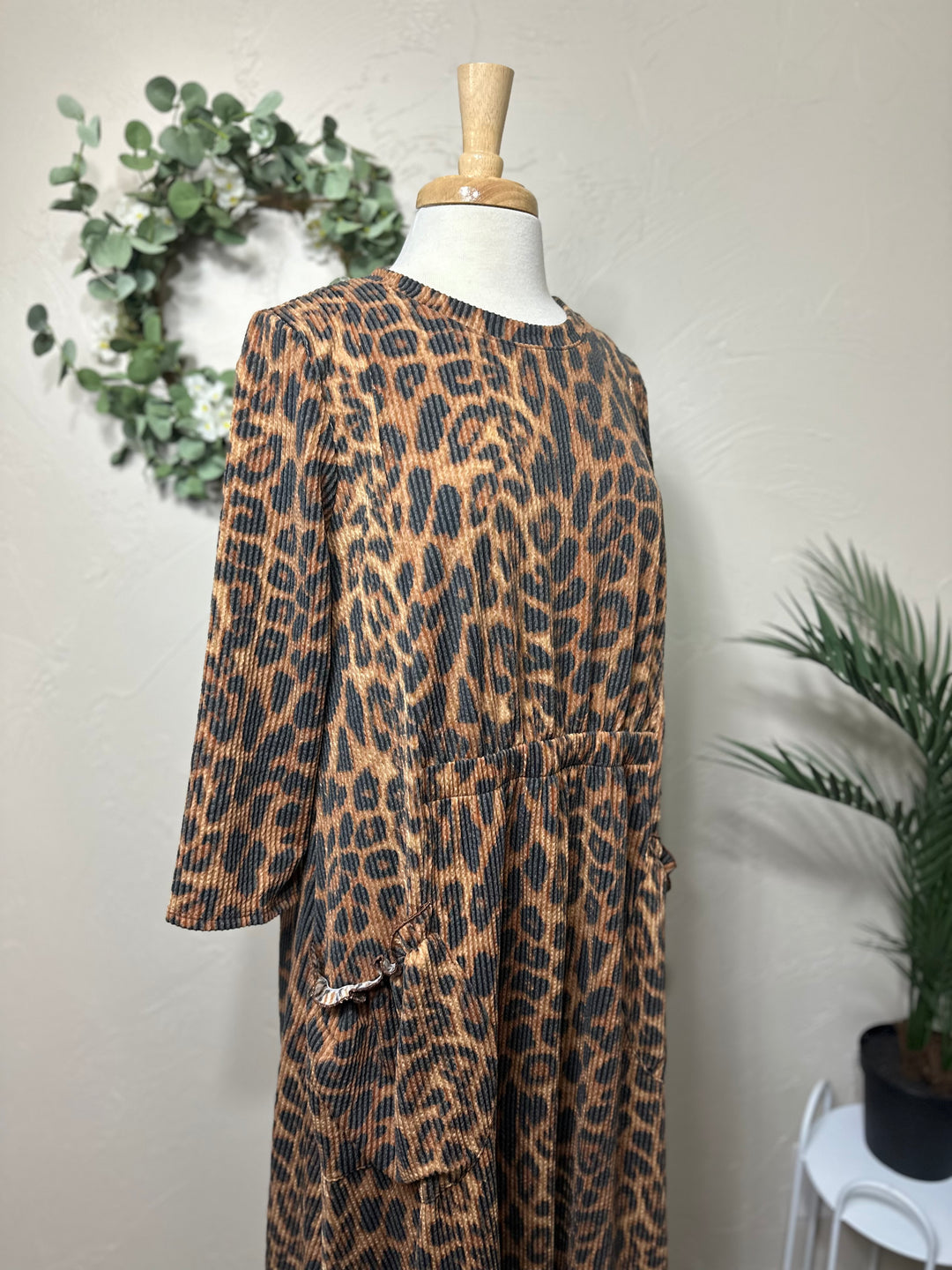 Liza Lou’s Jenna Ribbed Animal Print Dress