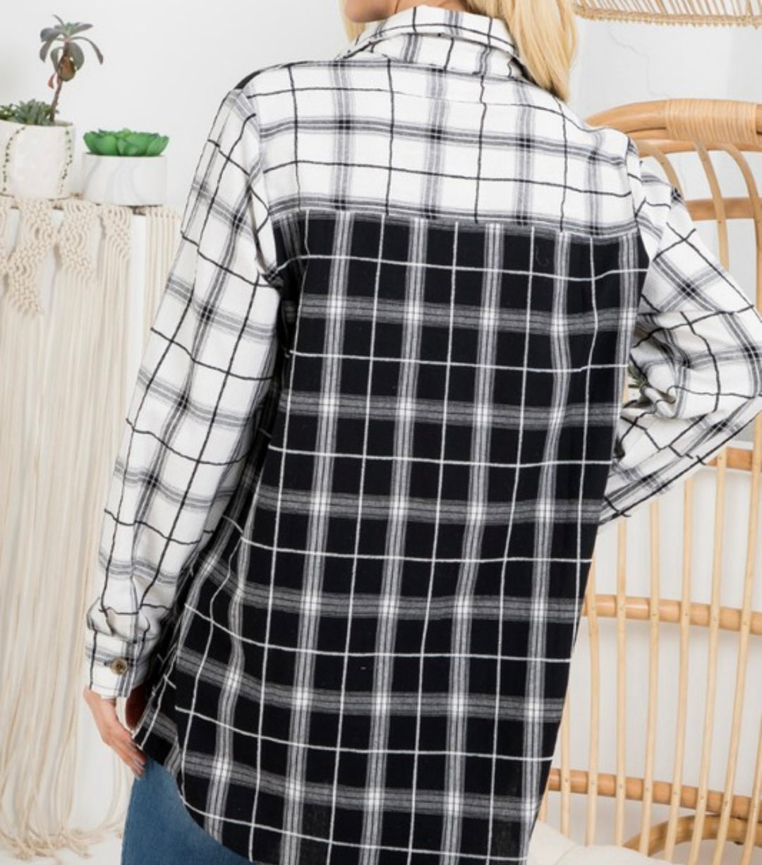 Liza Lou’s Zia Plaid Button Up Over Sized Top