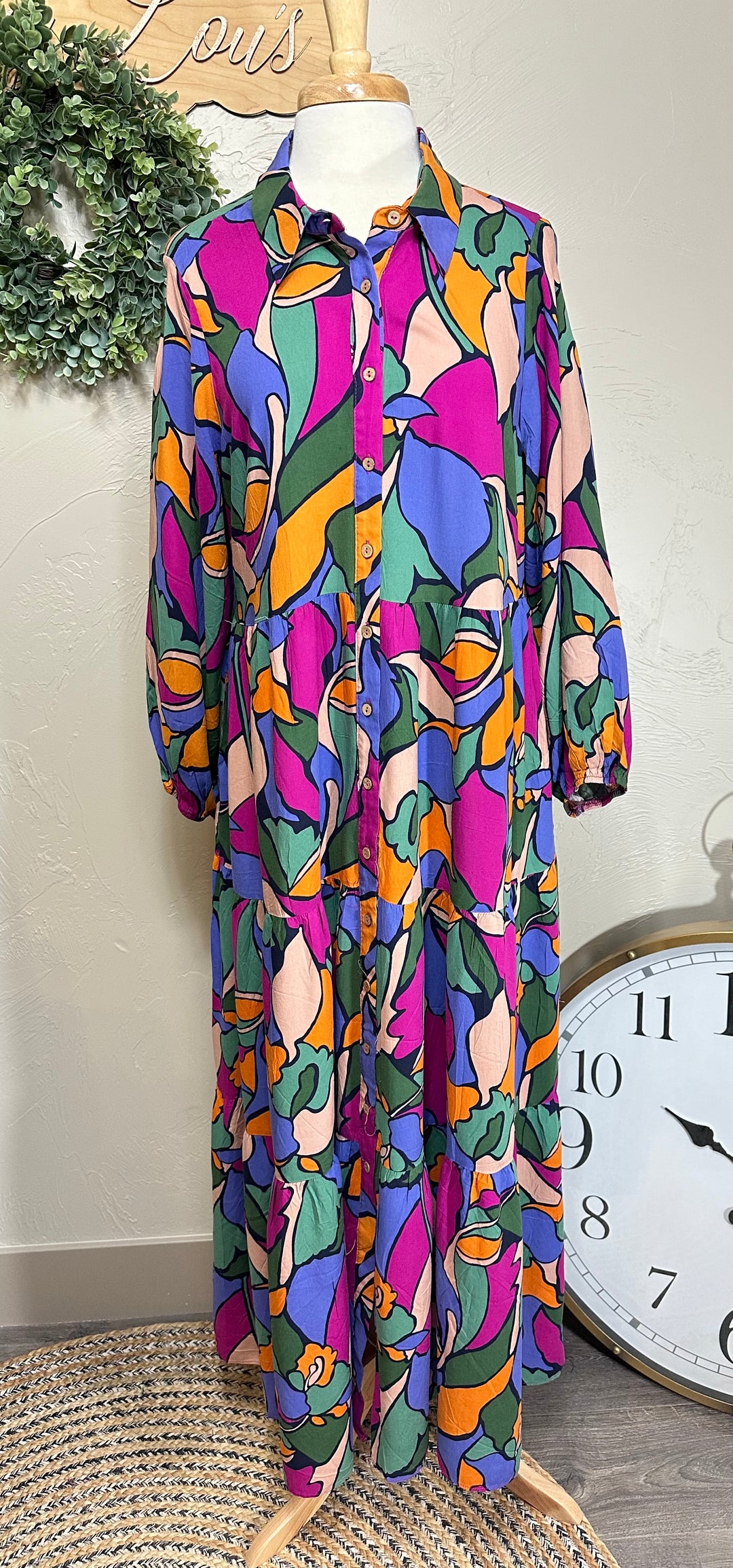 Liza's Long Modest Colorful Geometric Long Dress