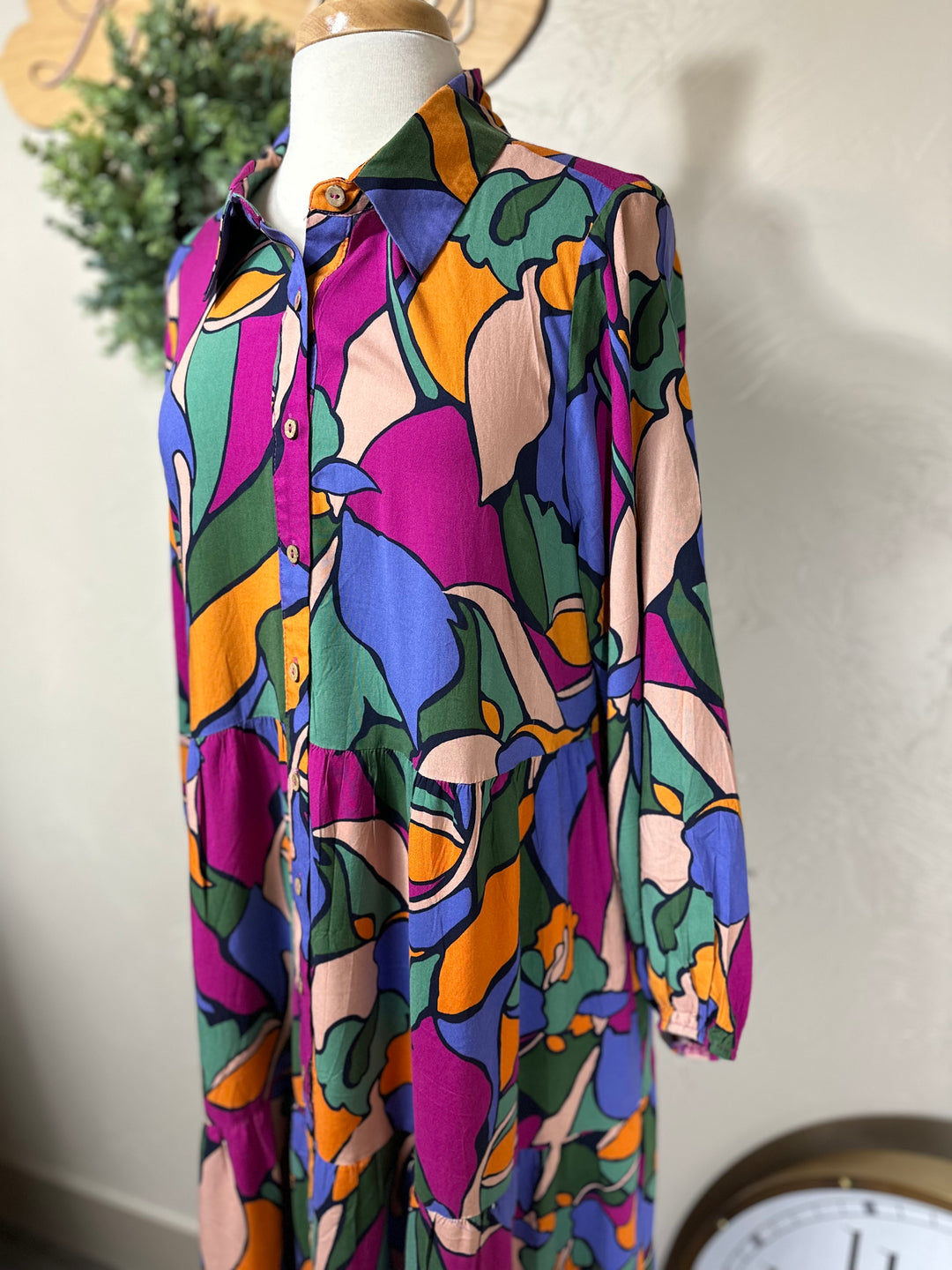 Liza's Long Modest Colorful Geometric Long Dress