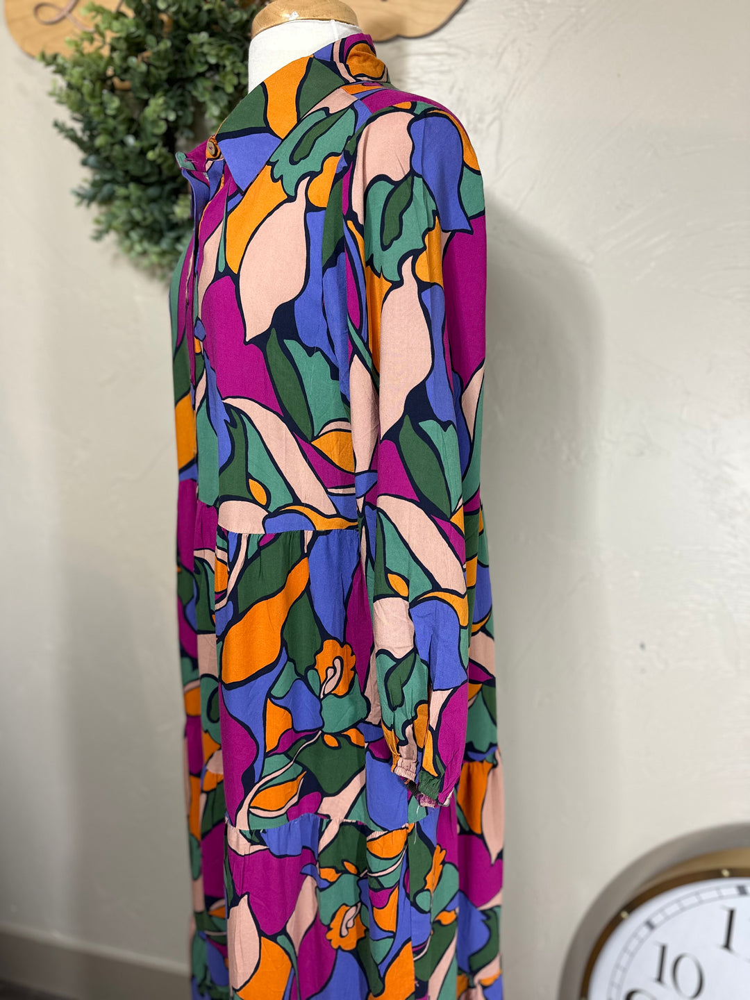 Liza's Long Modest Colorful Geometric Long Dress