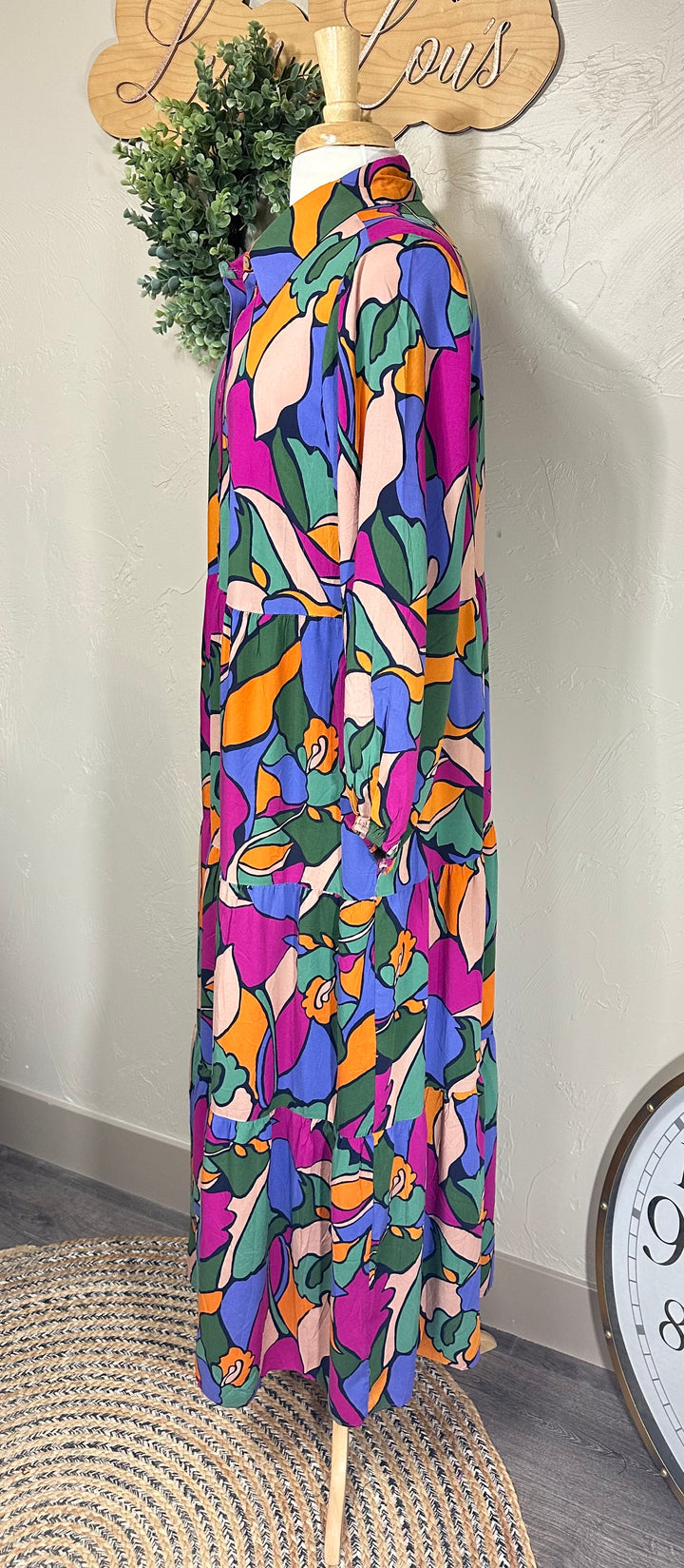 Liza's Long Modest Colorful Geometric Long Dress