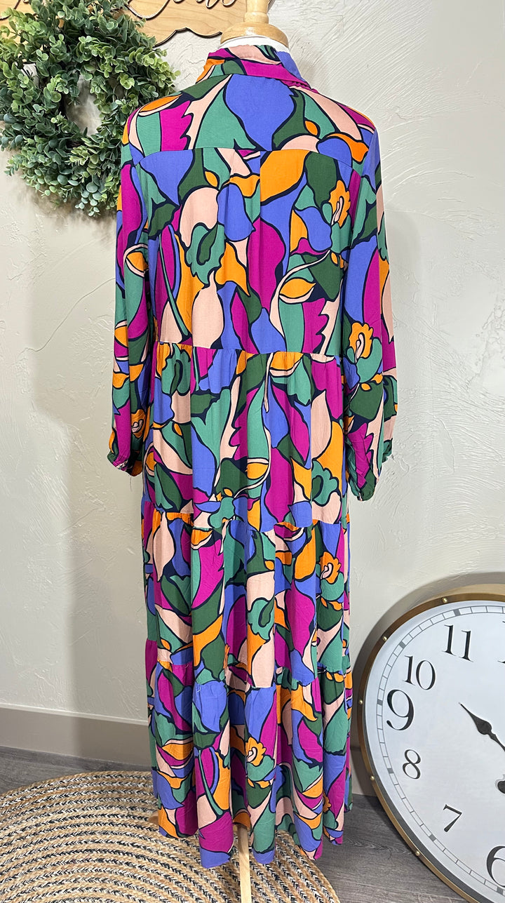 Liza's Long Modest Colorful Geometric Long Dress